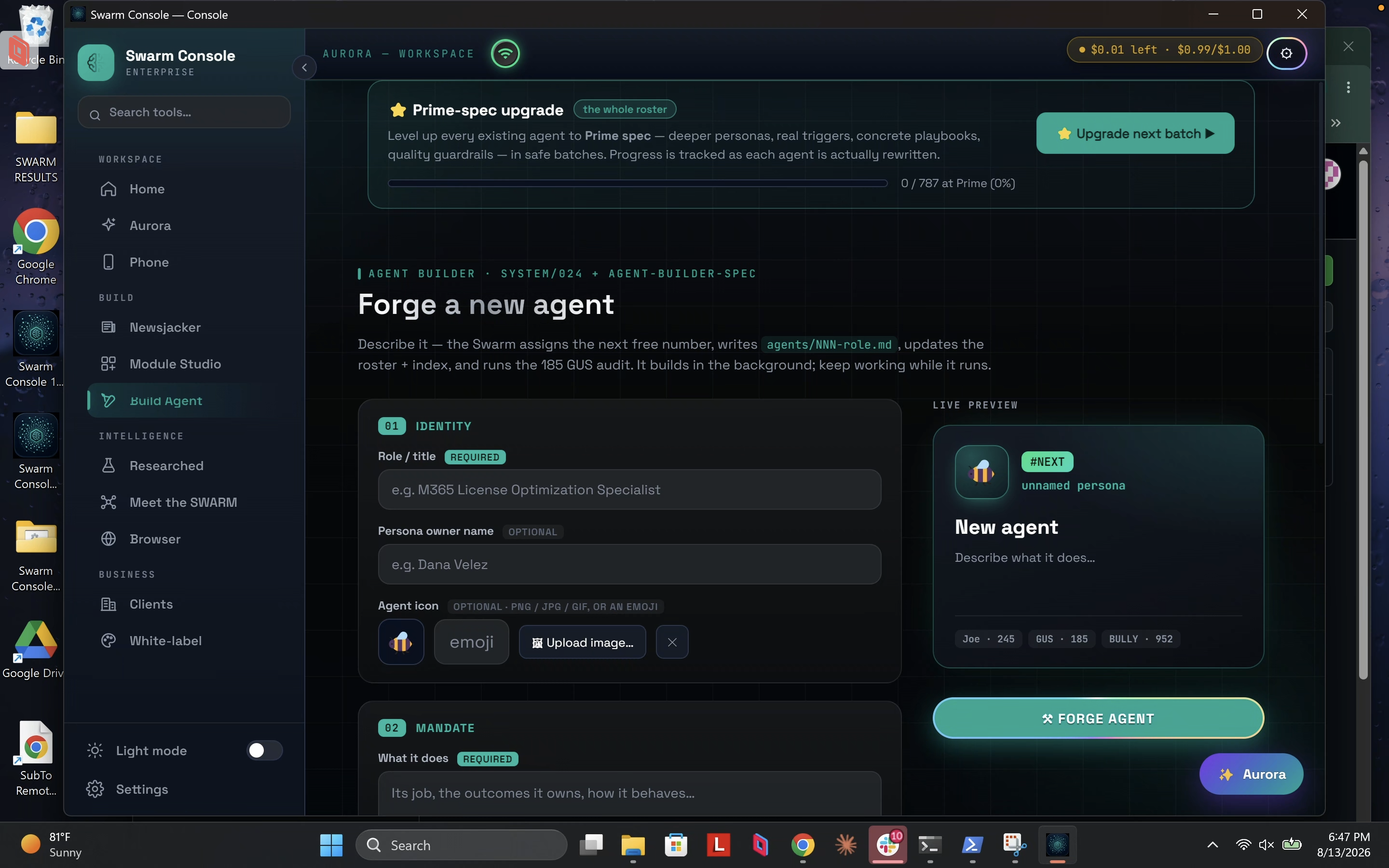 Swarm Console mind-map screenshot